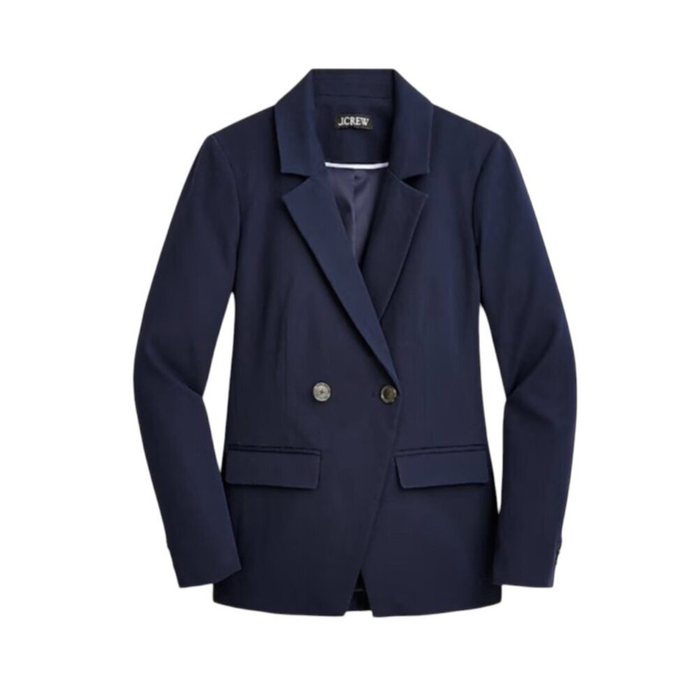 NWT JCrew Devon Blazer Jacket Womens 18 Navy Blue Bi Stretch Double Breasted NEW